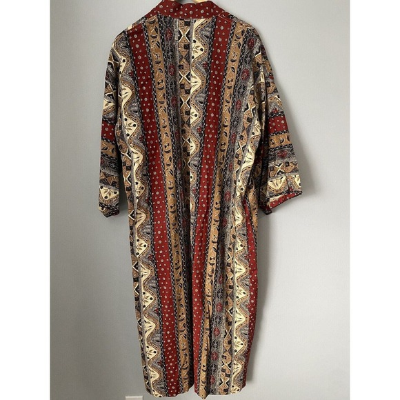Vtg! Neiman Marcus Tie Waist Duster House Robe Size L/XL? Mix Media Print *FLAW* - Picture 8 of 8